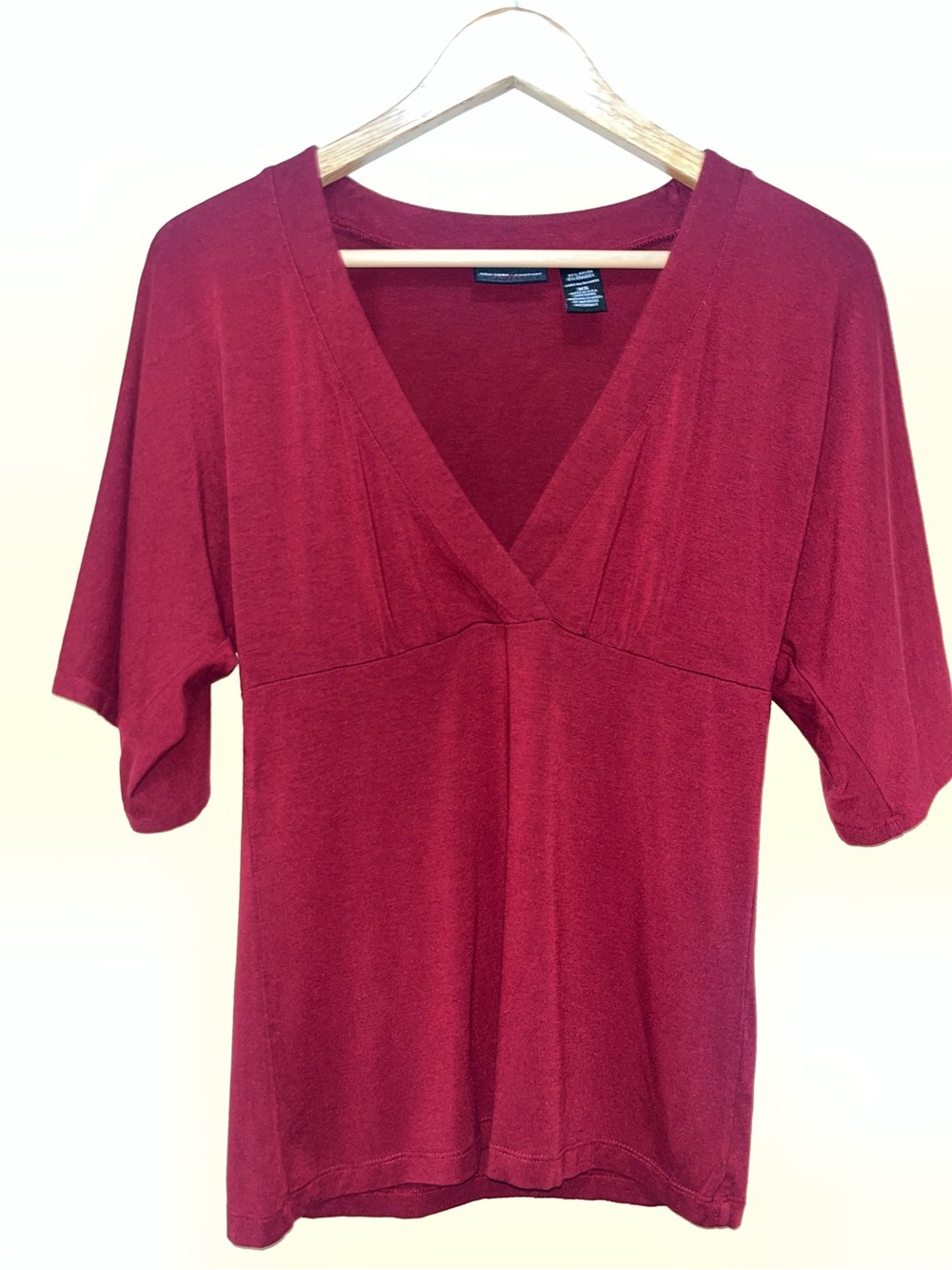 2pc Skirt Set - Deep V Short Sleeve Top w/ matching Skirt Burgundy